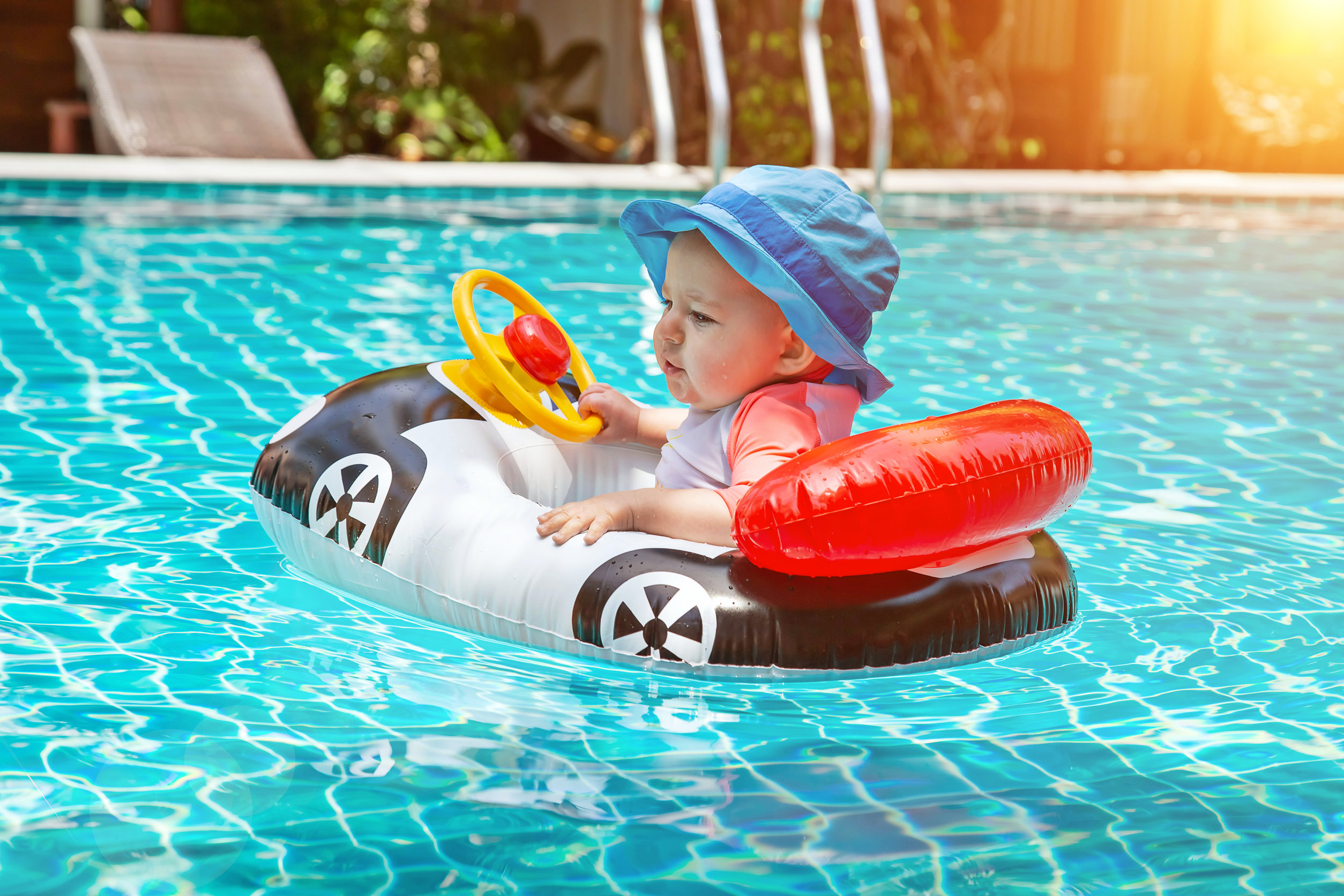 Inflatable Baby Swimming Float with Safe Bottom Support and Seat for Kids Toddlers Children Baby 2020 Upgrade Cute Bear Infant Pool Floats Ring for Summer Beach Outdoor L,2-4 Years,26-49lbs 