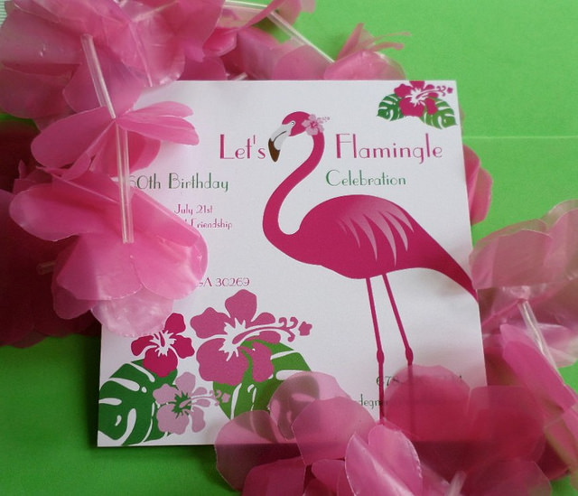 flamingo pool party invitations