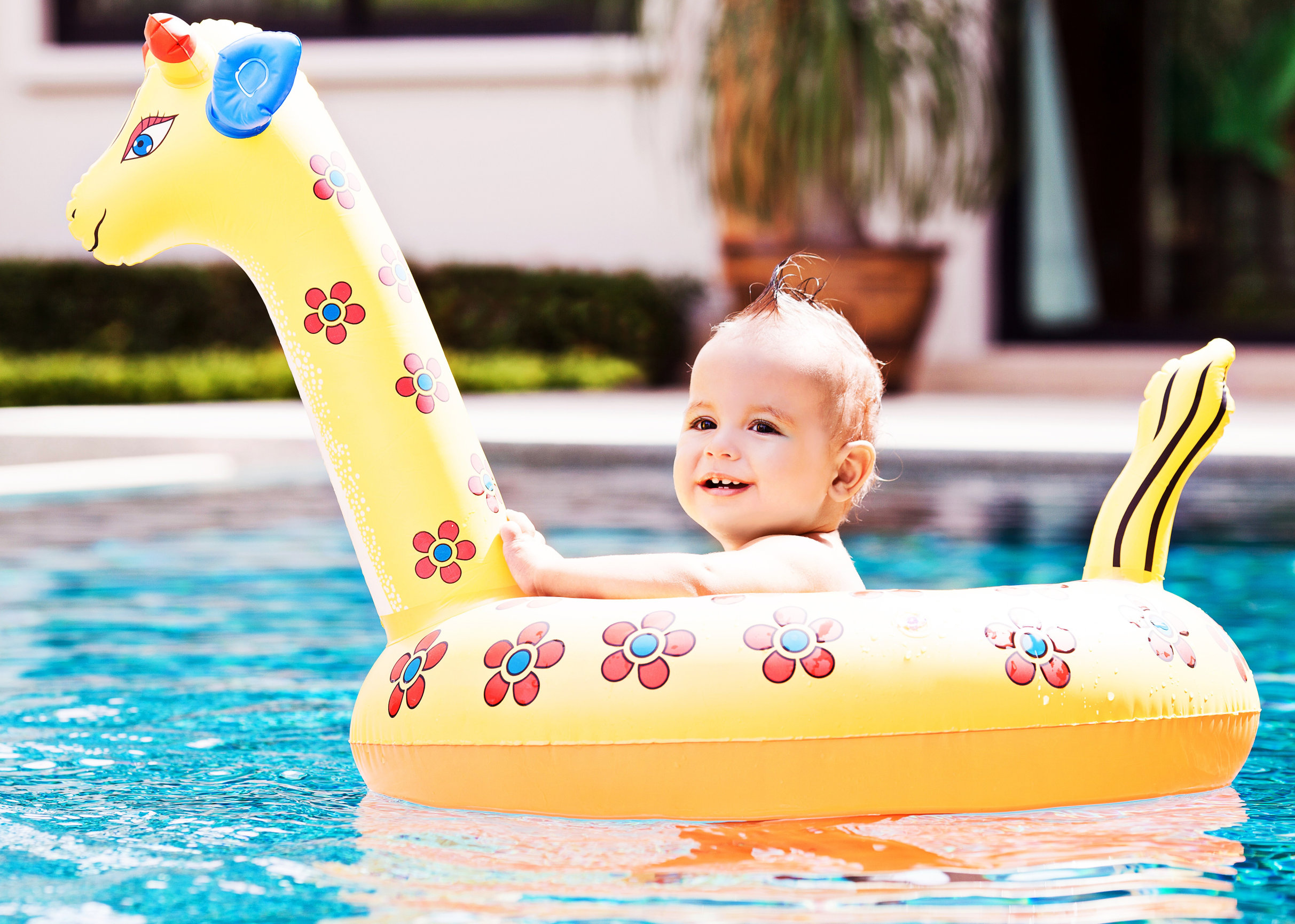 Baby Pool Float Infant Swimming Ring with Canopy Shade for 1 to 3 Year R3I8 