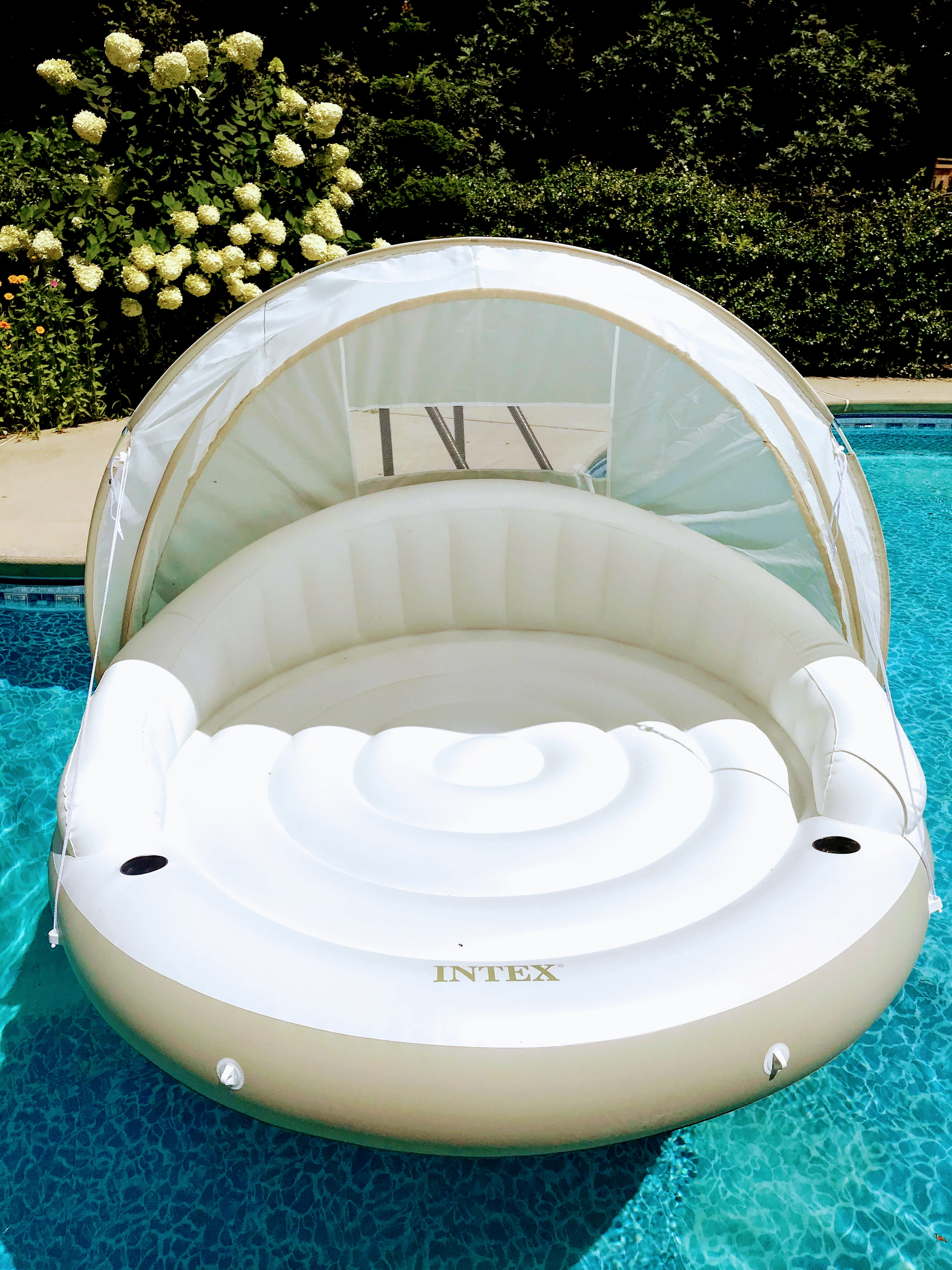 2 person pool float with a canopy