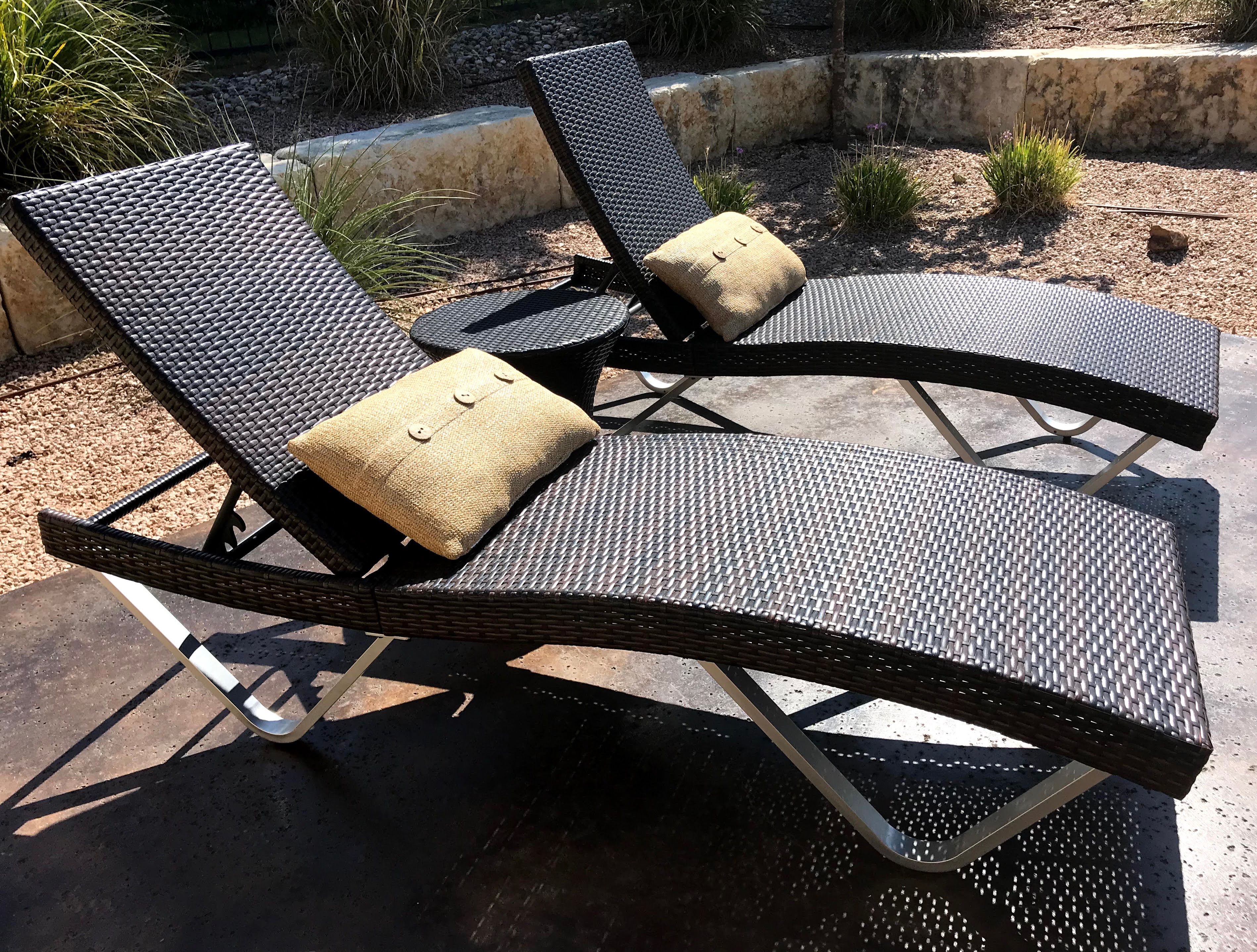 wicker chaise lounges