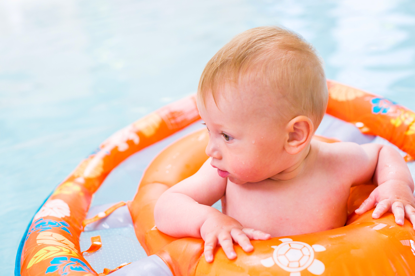 baby floating in a spring float