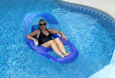 pool float with a mesh bottom