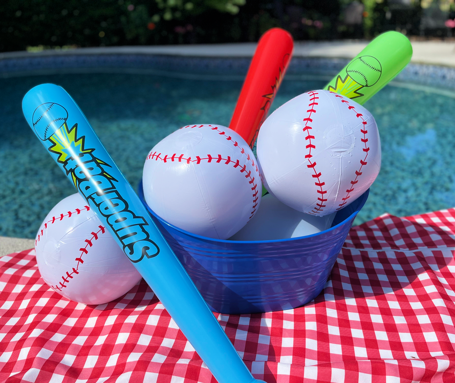 inflatable bats and baseballs