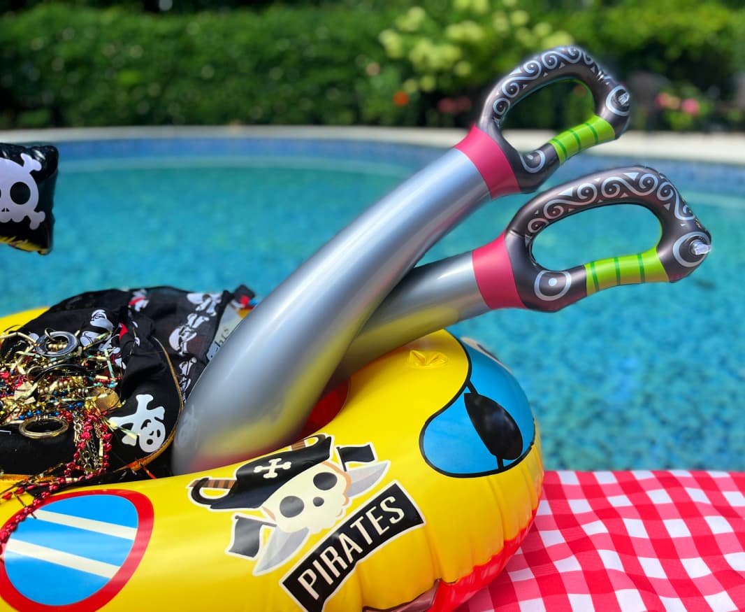pirate pool float and inflatable pirate swords
