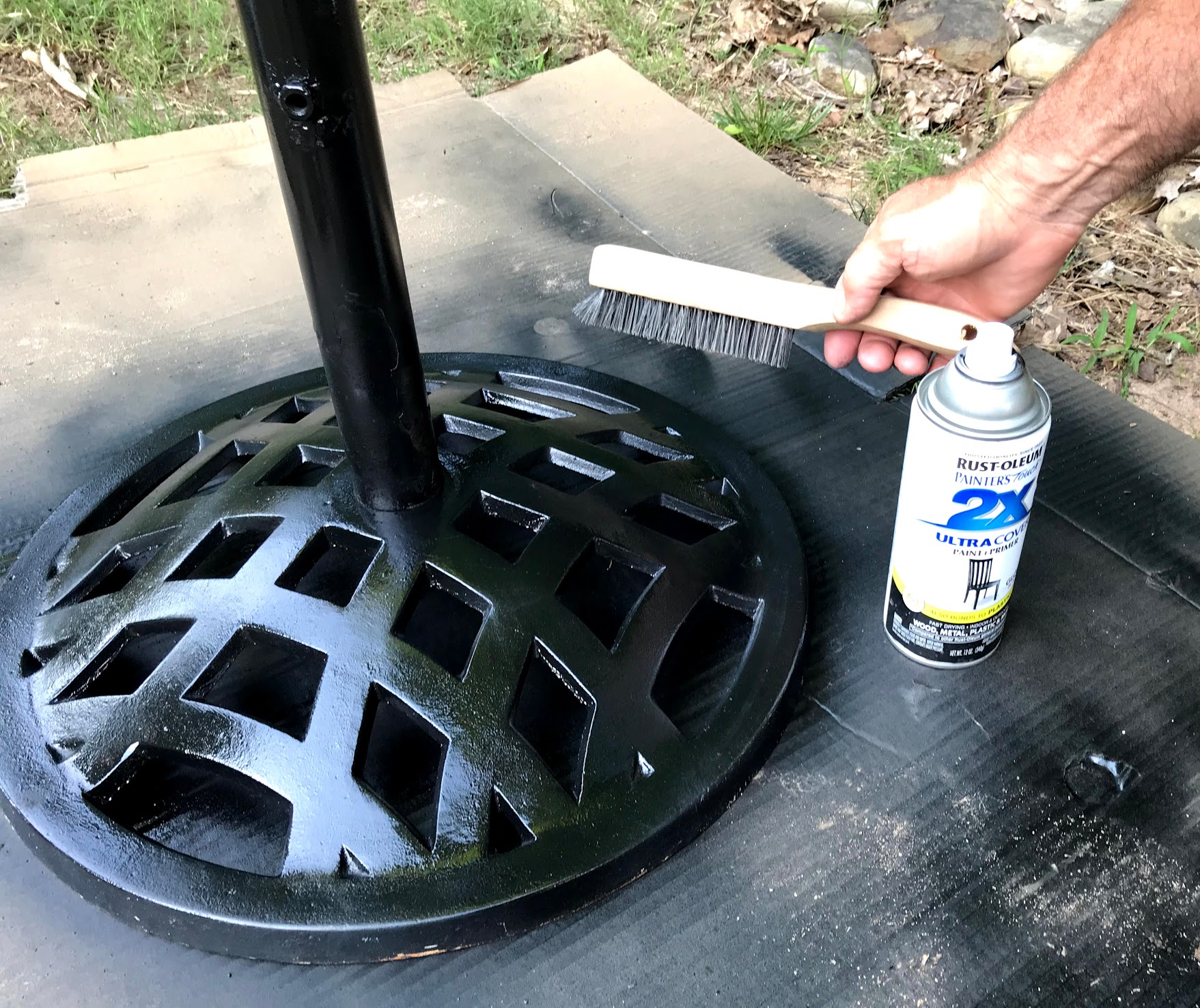 outdoor umbrella stand refurbished