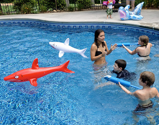 Shark Pool Party - Kids Pool Party Ideas for Fun, Floats and Food