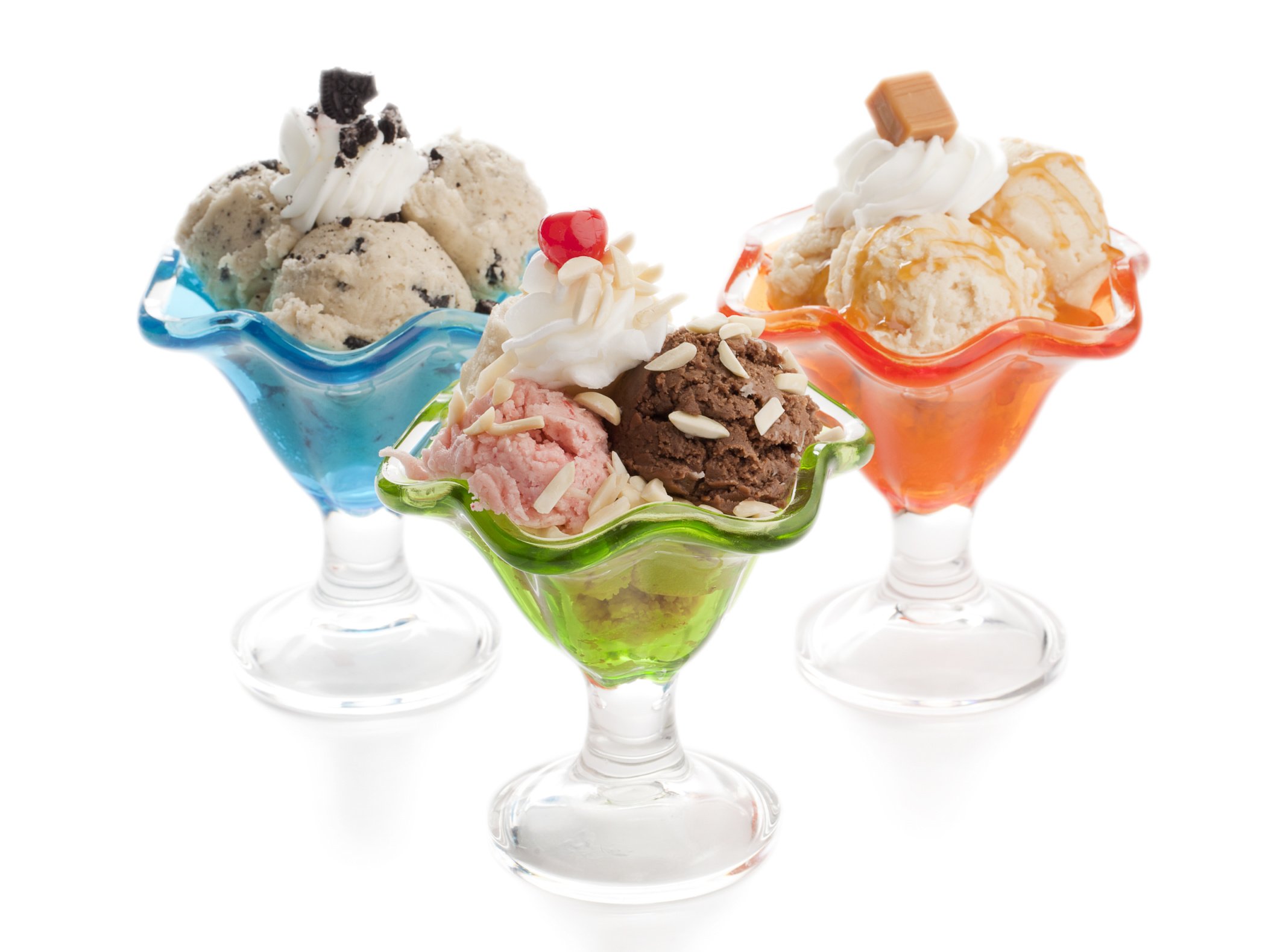 3 ice cream sundaes