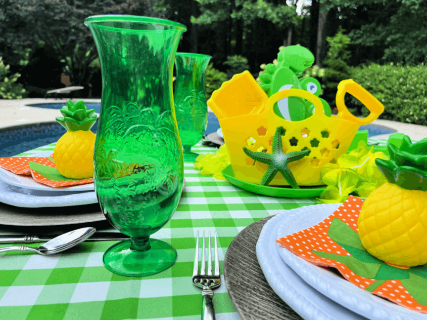 beach themed pool party table