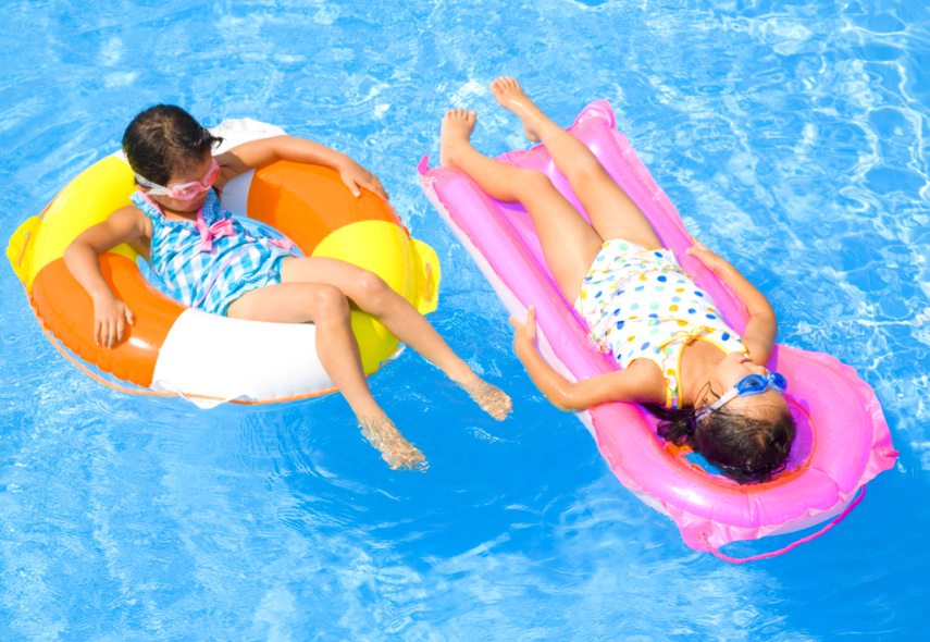 large ring pool float and inflatable float mattress