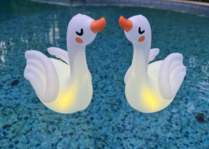 two swan solar floating pool decorations