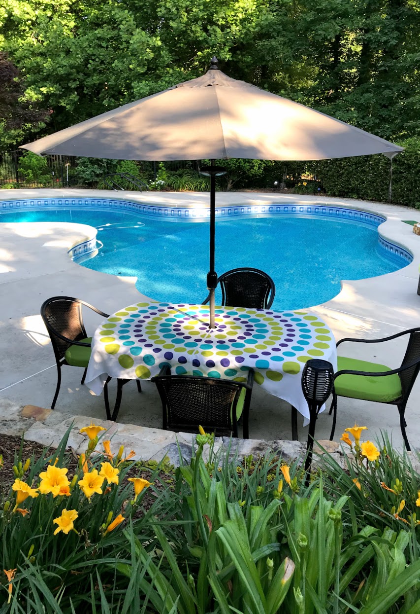 pool umbrella with Sunbrella fabric